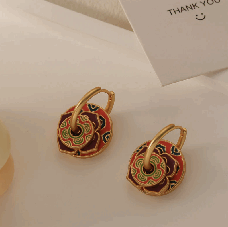 Crimson Lotus Earrings