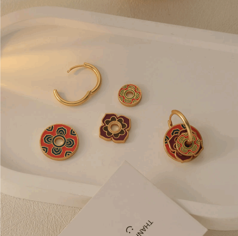 Crimson Lotus Earrings - Image 2