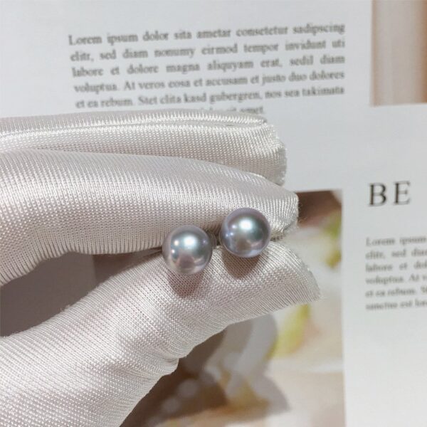 珍韵高亮小灯泡天然淡水珍珠耳钉女S925纯银饱满无瑕珍珠耳环耳饰