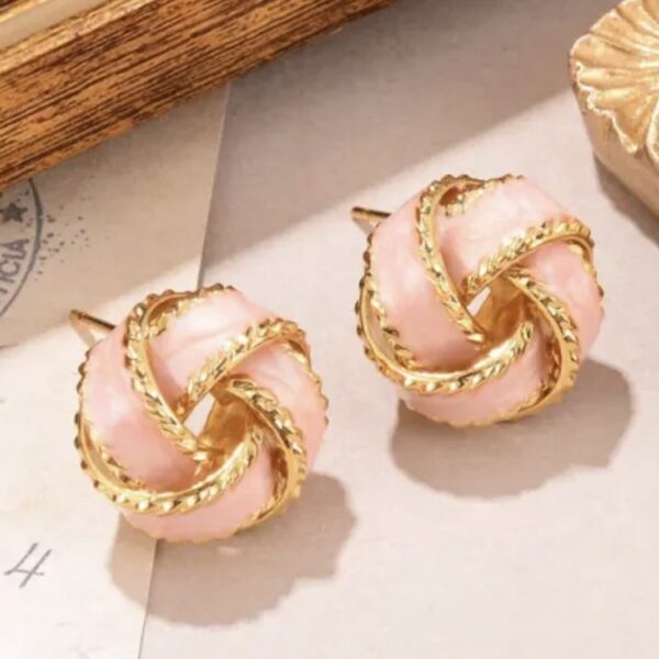 18k金浅粉云彩扭结