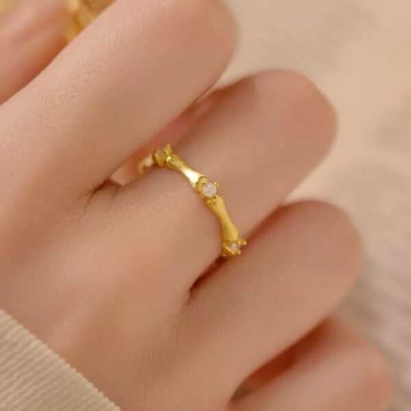 925通体竹节戒指-金