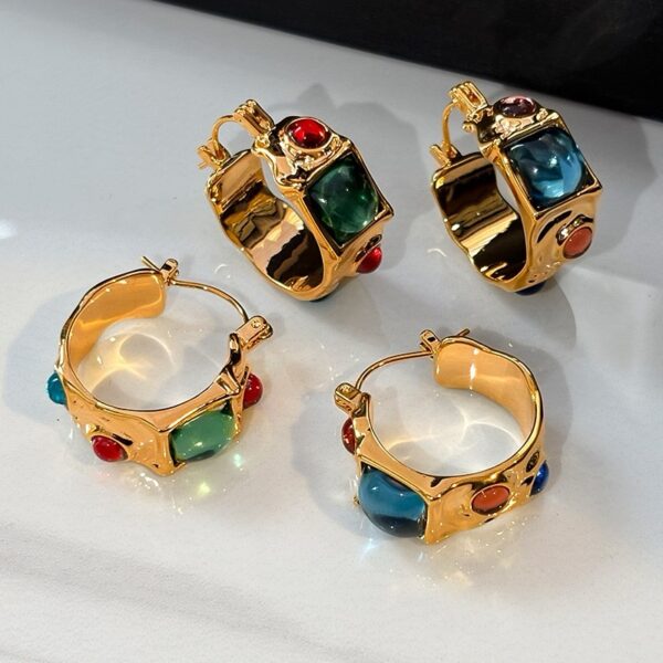 中古蓝色宝石多巴胺耳环