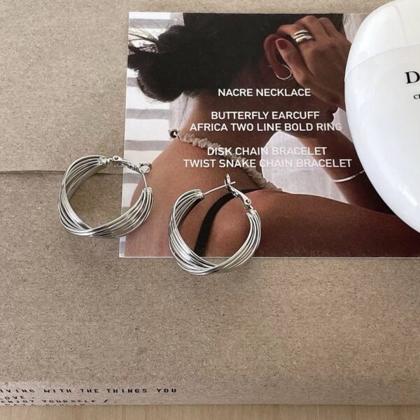 夸张扭曲几何银圈银针