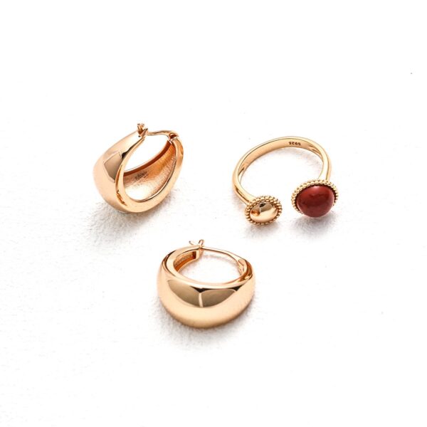 本夕复古金色粗圈耳环