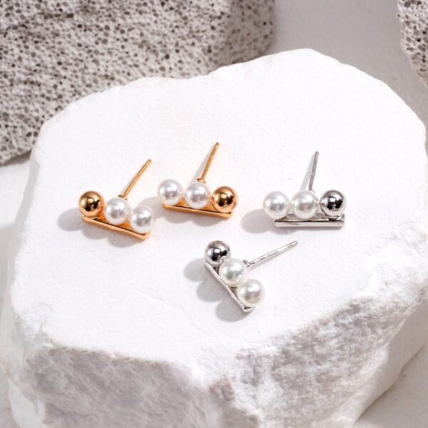 本夕贝珠耳钉-银色