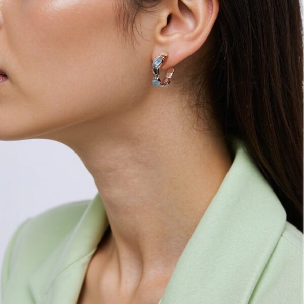 天然海蓝宝彩宝耳环女S925银