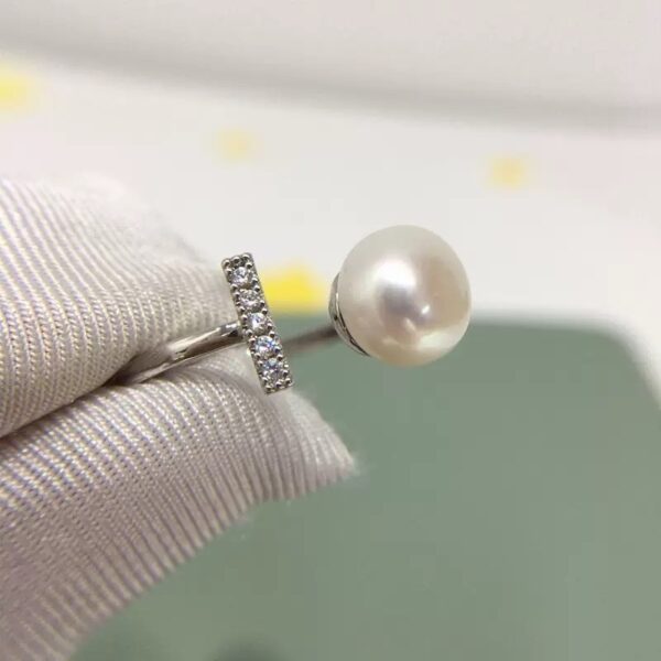 天然淡水珍珠戒指18K真金电镀开口珍珠戒指