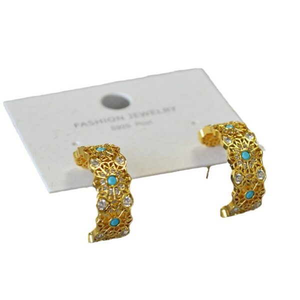 宫廷风蕾丝绿松锆石耳钉