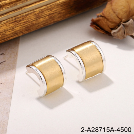 铜镀拉丝金宽距耳环