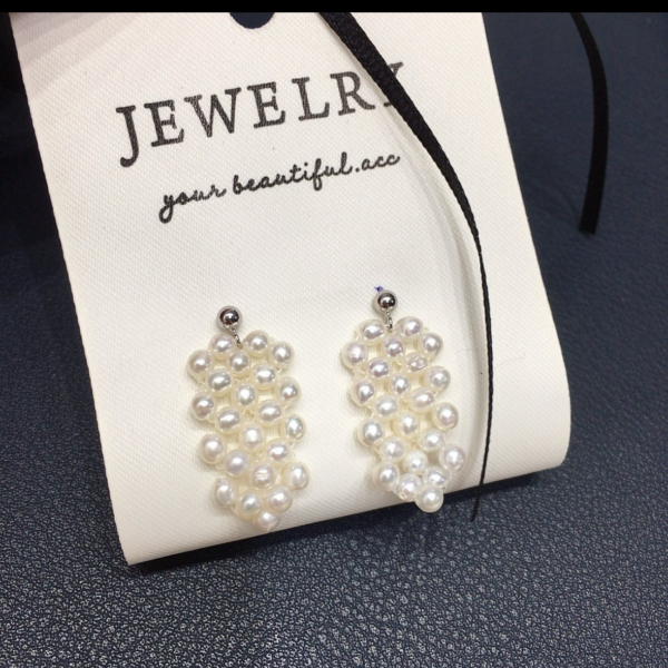 3-4mm诸暨天然淡水珍珠耳钉编织款S925纯银